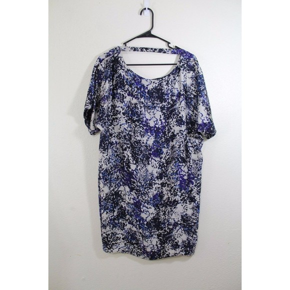 Club Monaco Dress XS Loose Fit Silk Fully Lined Abstract Print‎ Open Back - Picture 3 of 8